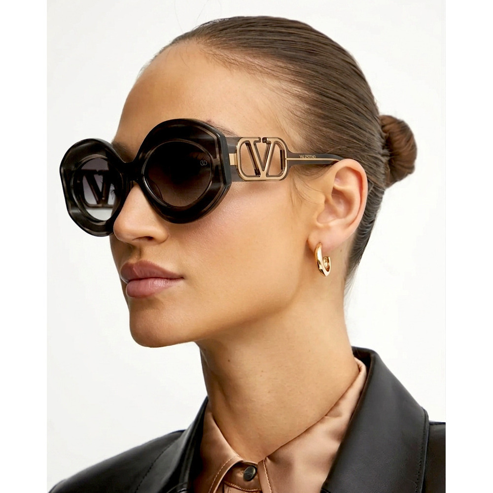 NWT Valentino V-SOUL-II-VLS-128A Black Swirl/Rose 56mm Sunglasses